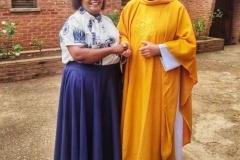 Fr Martin with parishioners after Easter Sunday Mass