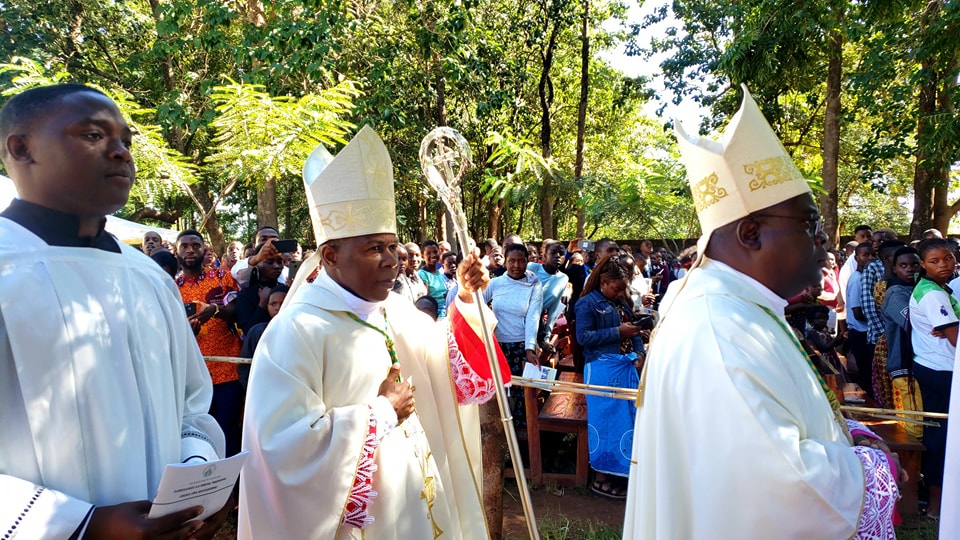 Bishop Vincent Mwakhwawa and Archboshop Desmond Tambala