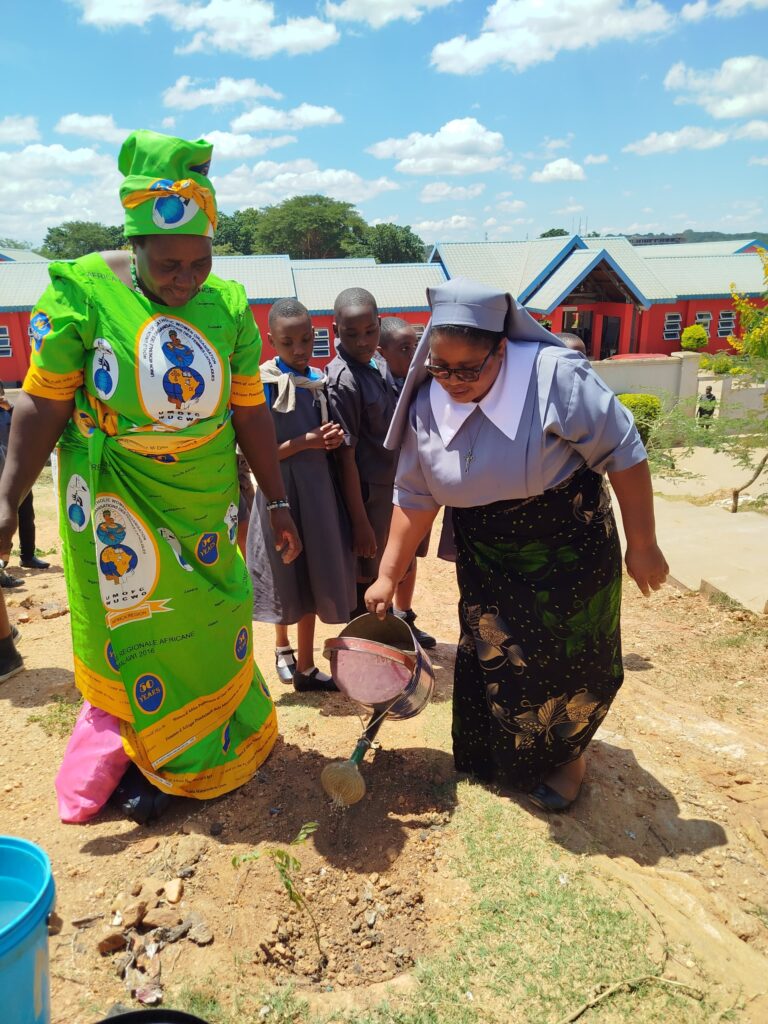 Catholic Women Organisation and Sisters planting trees at Mkwichi Primary School