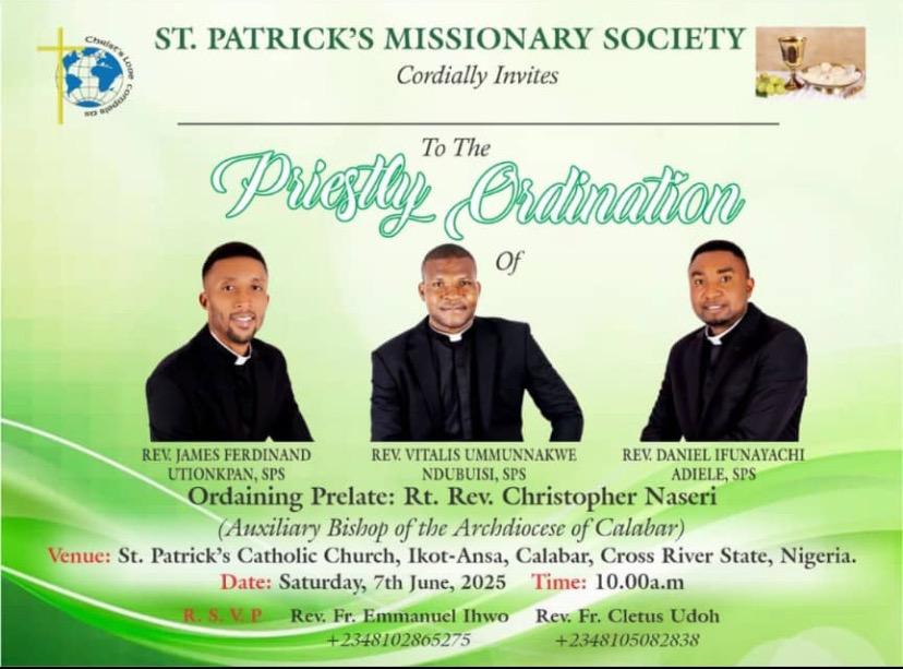 st patrick's missionary society nigeria 2025 ordination