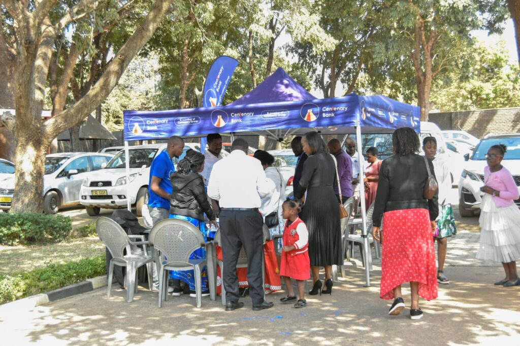 An information desk outside church