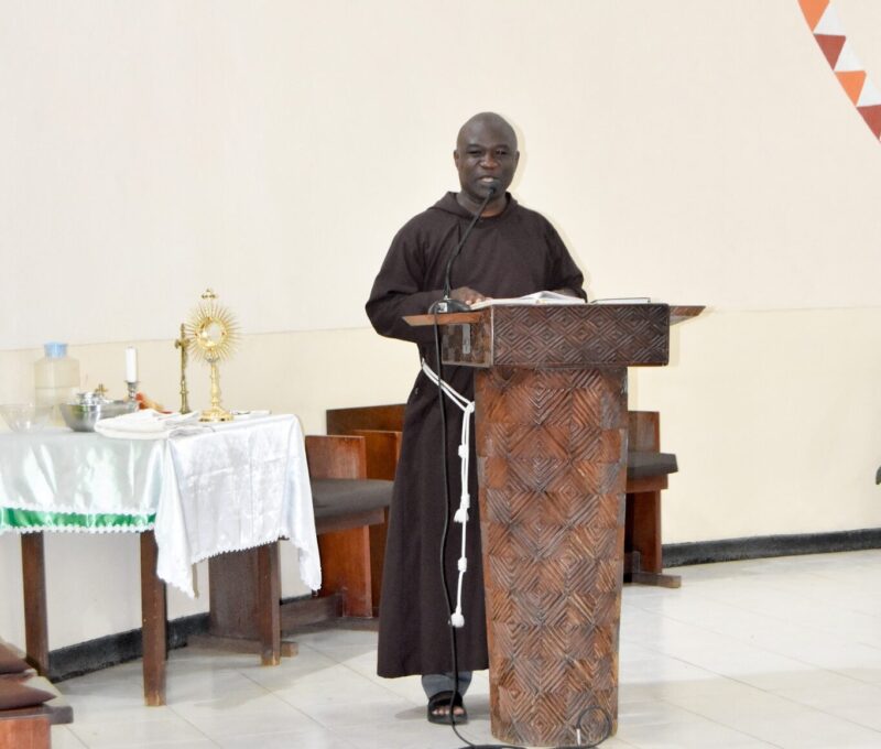 Fr Mischeck Banda giving a retreat recollection to the catholic men's leagues and association members