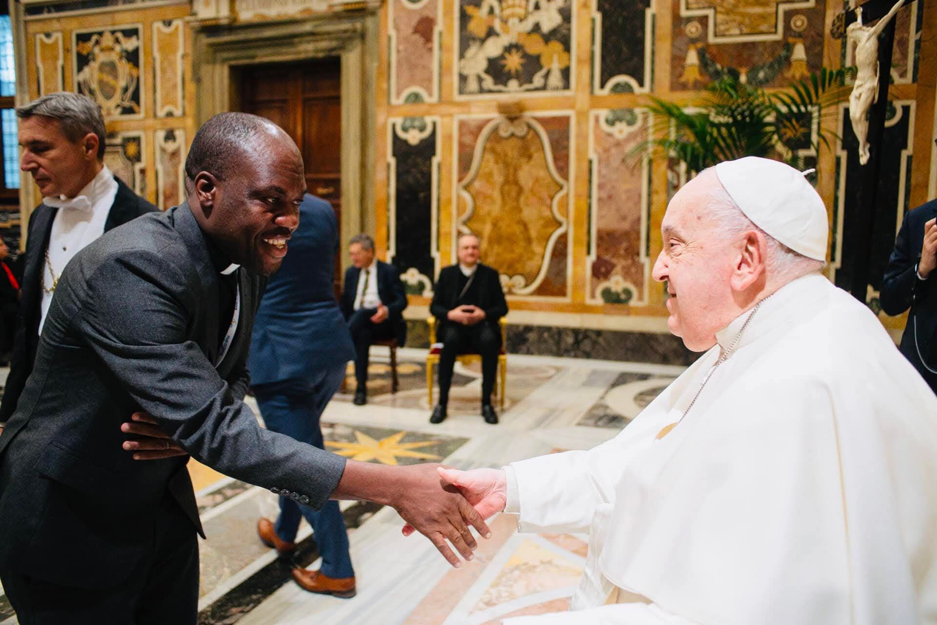 fr francis damaseke with pope francis